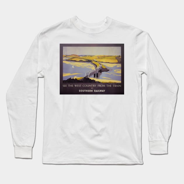 Vintage Southern Railway Travel Poster The West Country Long Sleeve T-Shirt by Random Railways